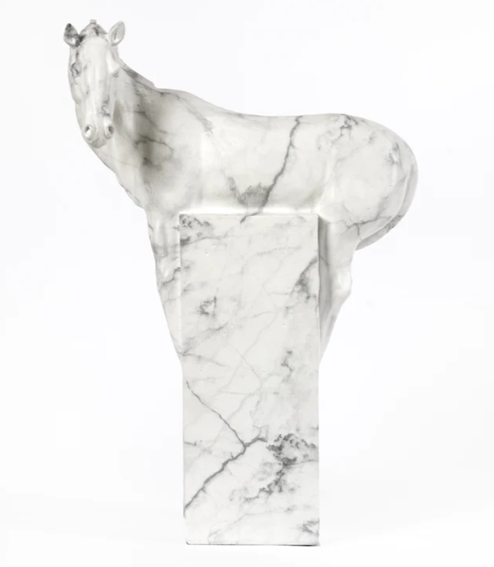 Horse Sculpture Awake -  Marble Effect