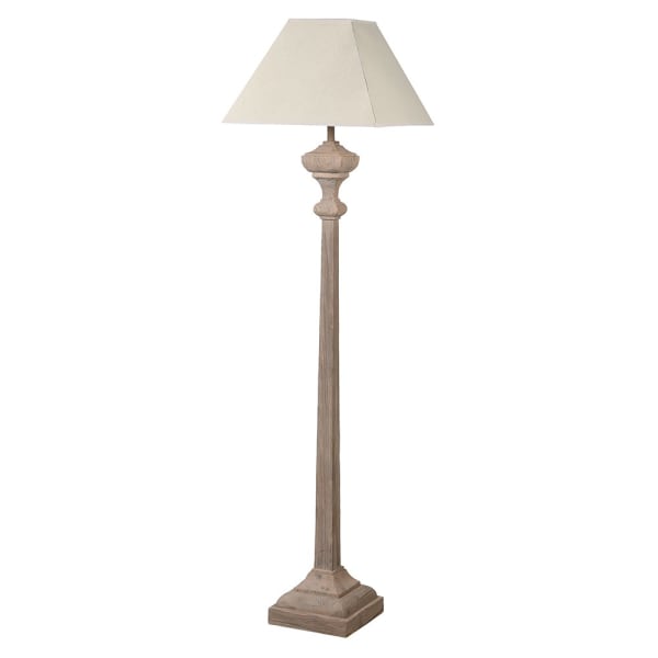 Slim Wooden Floor Lamp with linen shade