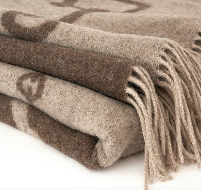 Snaffle Wool & Cashmere Throw - Mud