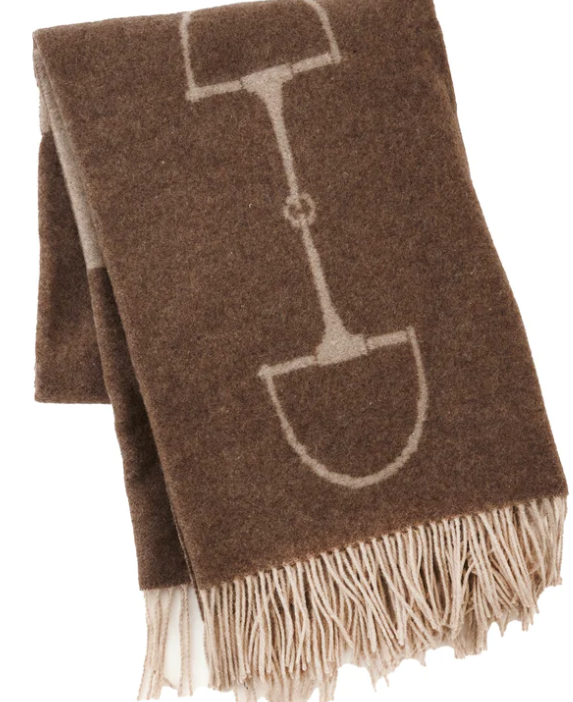 Snaffle Wool & Cashmere Throw - Mud