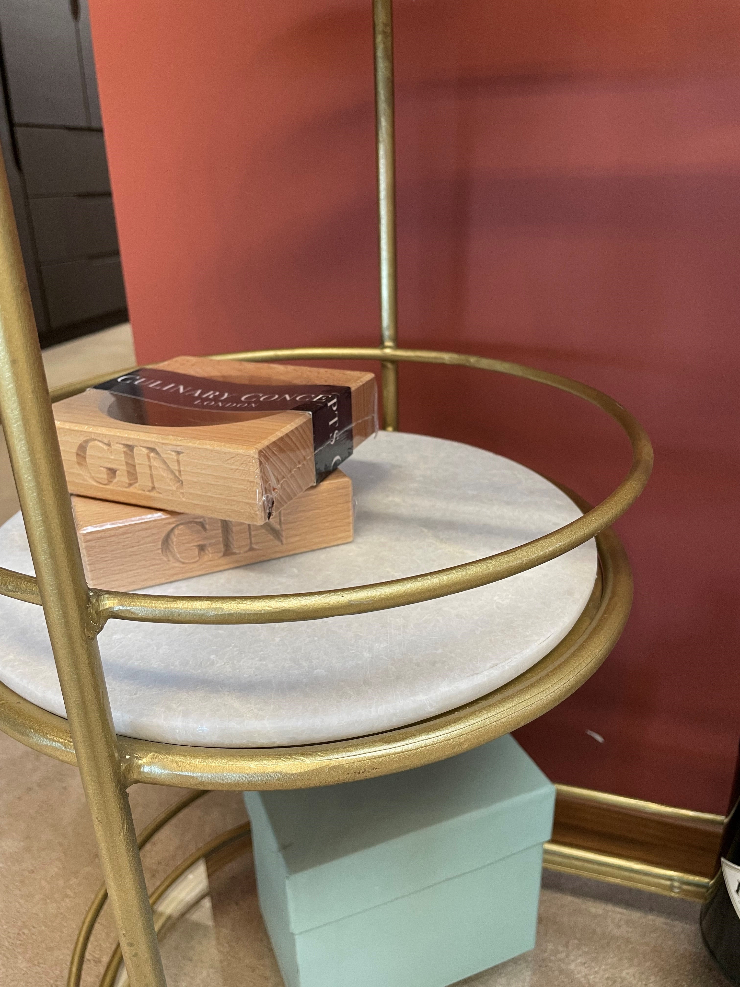 Drinks Trolley with Marble Shelf