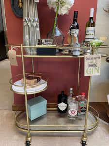 Drinks Trolley with Marble Shelf