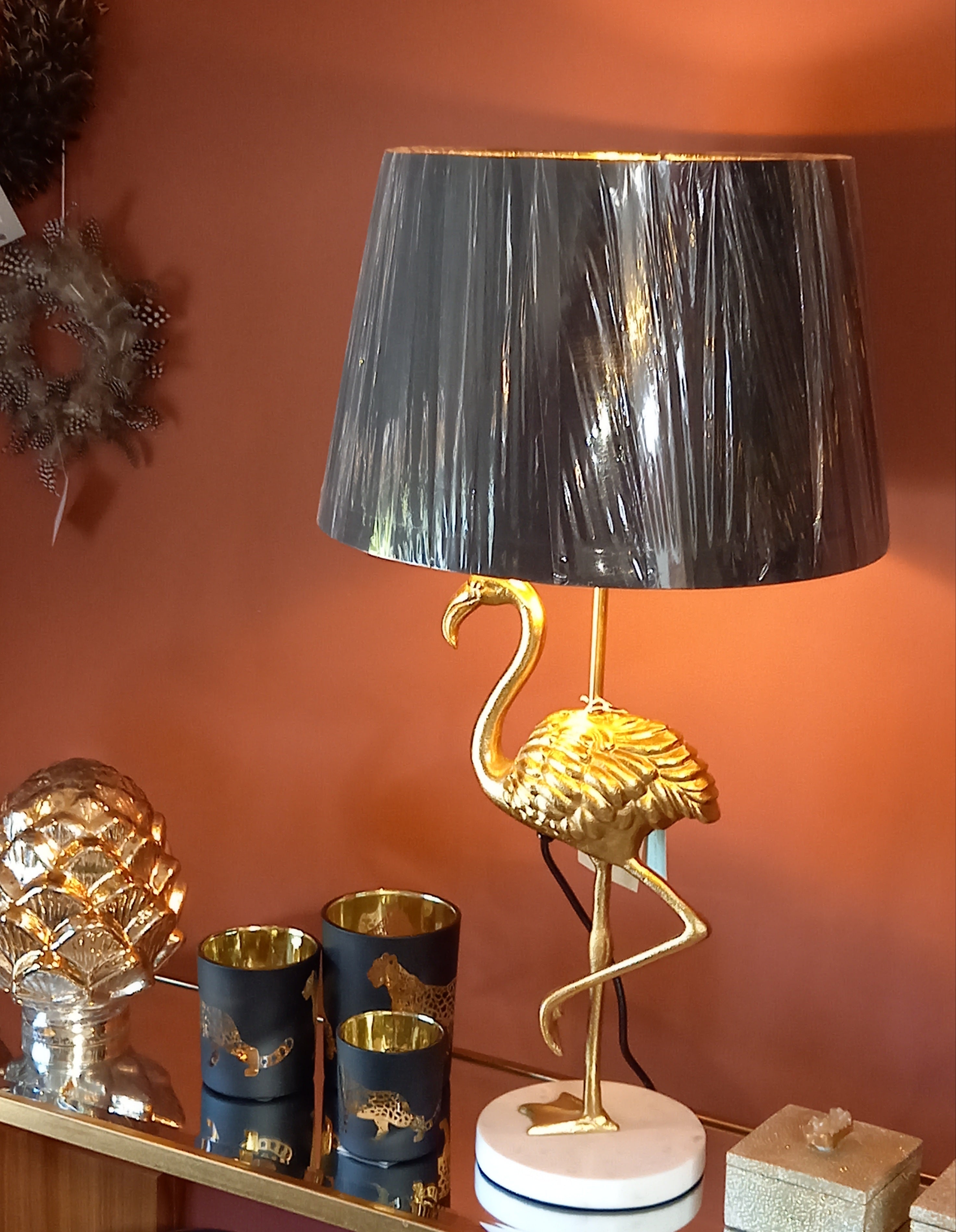 Gold Flamingo Lamp