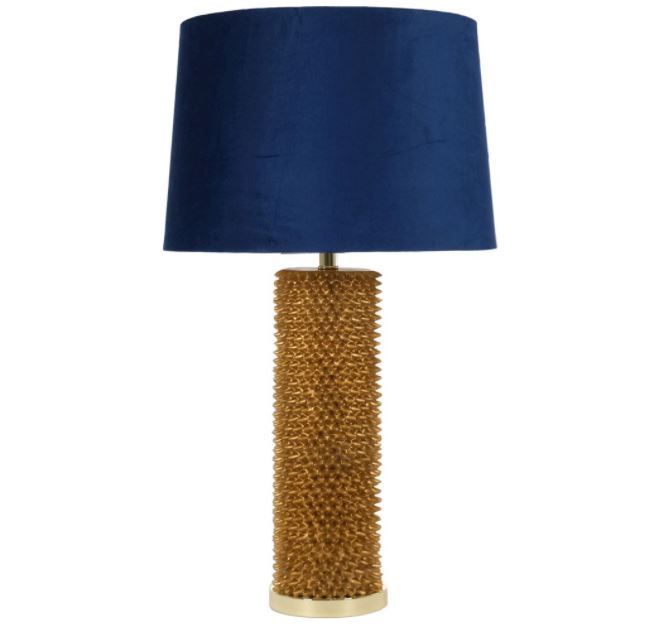 Gold Studded Lamp with Navy Shade