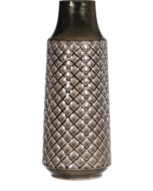 Grey & Gold Etched Vase