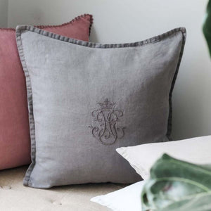 Linen Monogram Cushion (Grey)