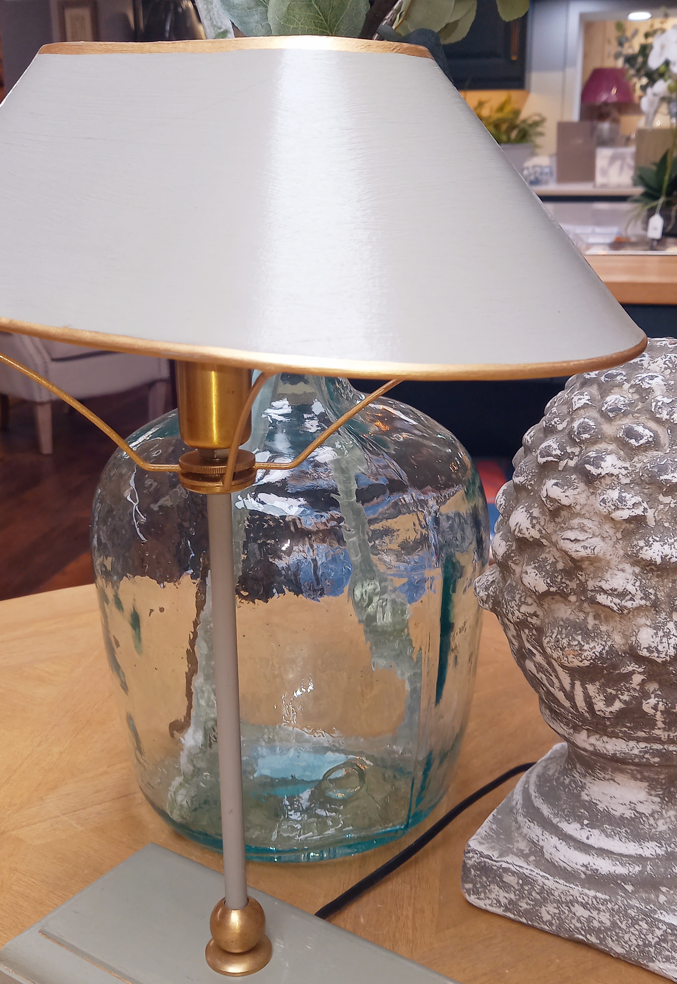 Sage & Gold Metal Lamp with shade