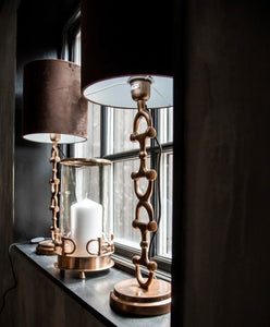 Snaffle Bit Lamp - Brass with Brown Velvet Shade