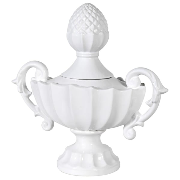 White Ceramic Urn with Lid